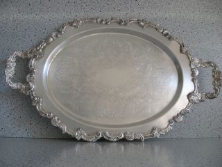 Vintage Sheridan Silver Company Ornate Serving Tray Silver on Copper