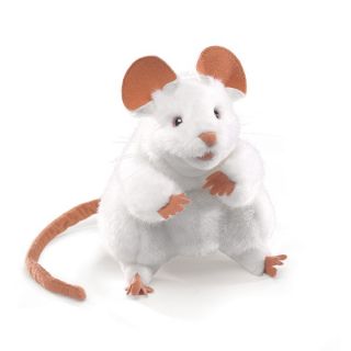 Folkmanis Puppets White Pet Mouse Plush Hand Puppet New