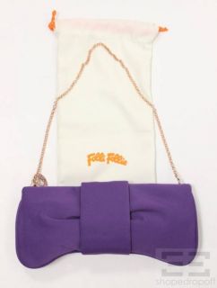 Folli Follie Purple Nylon Bow Clutch with Chain Strap New