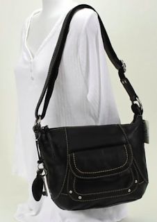 Fossil Montreal Black Leather Large Cross Body Purse