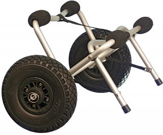The Kayak/Canoe Cart is equipped with foam Tuff Tire wheels. They