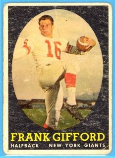 1958 Topps Frank Gifford Card 73 New York Giants