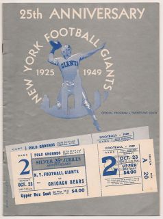 1949 New York Giants Bears Program Giants Prevail Gem