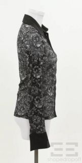 Anne Fontaine Black Lace Button Down Shirt Size 38