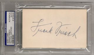 Frankie Frisch Autographed Signed PSA DNA Index Card Slabbed Certified