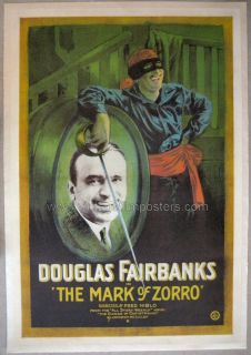 Mark of Zorro Orig 1920 1 Sheet Fairbanks Stone Litho