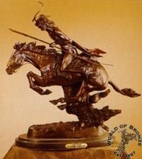 Cheyenne  by Frederic Remington Bronze Handcast Sculpture w Marble