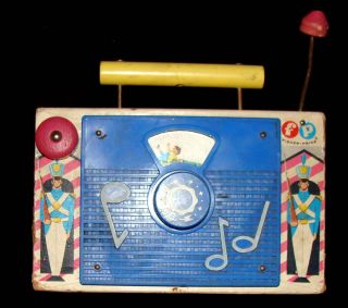 Vintage 1962 Wooden TV RADIO Fisher Price Toys Music Box JACK And JILL