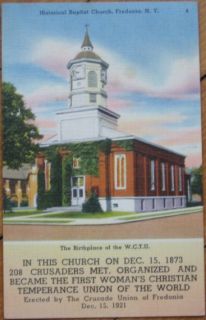 Linen Postcard Baptist Church Temperance Fredonia NY