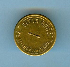 ma token a nice 23mm token for the fitts bros in framingham ma