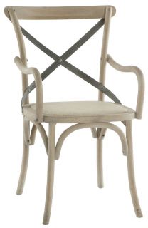  Kasson French Country Paris Cafe Wood Metal Dining Arm Chair