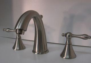 Pair Two New Matching Brushed Nickel Widespread Bathroom Faucets