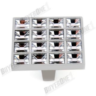 Zinc Alloy Crystal Square Drawer Cupboard Door Pull Kitchen Handle