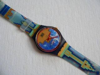 Vintage 1991 Swatch Watch Blue Flamingo New 100 Feet Water Resistant