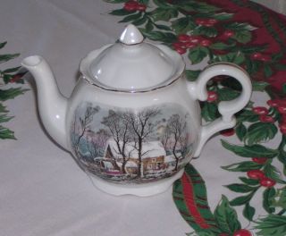 Vintage Avon Award Currier and Ives Managers Teapot