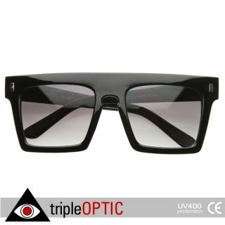 Bold Big Flat Top Aviator Sunglasses with Keyhole Nose Bridge Black