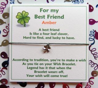 Personalised Best Friendship Wish Bracelet Card Gift