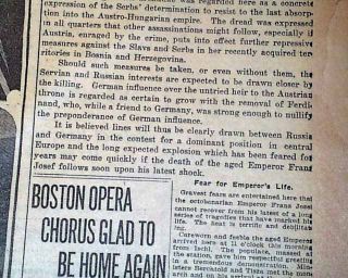 1914 Newspaper Archduke Franz Ferdinand Assassination Prelude to World