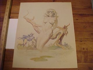 Vintage 1962 Frank FRAZETTA Fantasy Print Girl Bathing 12 5 15 5
