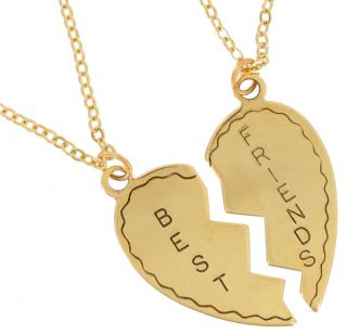 Necklace Bff Set Best Friends Broken Heart 2 Piece Gold Plated