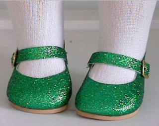 18 inch Doll Clothes Green Glitter Shoes St Patricks Day