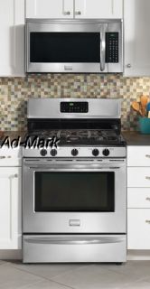 Frigidaire Stainless Steel 30 Gas Range and OTR Microwave Kitchen