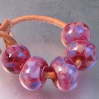  pink glass accented with a blend of frits from Dragonfly Glassworks
