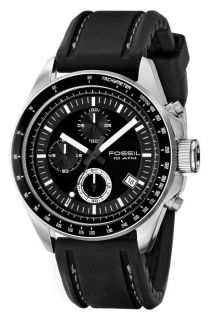   New Fossil Decker Black Silicone Band Chronograph Mens Watch CH2573