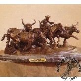 Stampede  by Frederic Remington Bronze Handcast Sculpture w Marble