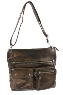 Fossil Brown Textured Leather Shoulder Handbag Medium BHFO