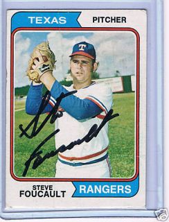 1974 Topps Steve Foucault Rangers Signed Auto Card