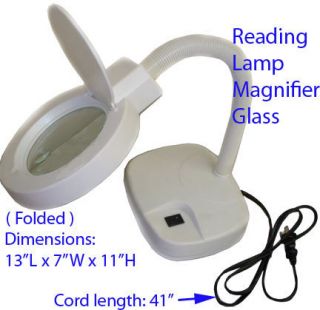 White Reading Lamp Light Magnifier Glass Flex Head