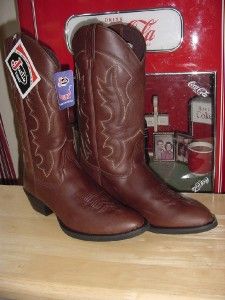New Justin Brown Leather Cowboy Boots Mens 10 5 D Chocolate Garment