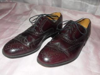 Sz 11 French Shriner Burgandy Oxblood Leather Wing Tip Shoes Oxfords
