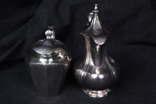 L525 Lot 2 Pcs Reed and Barton Silver Soldered Teapot Halmarked