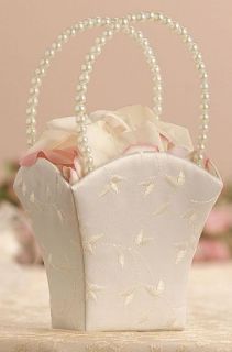 New White Embroidered Wedding Flower Girl Basket