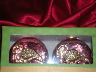Two Copper Jewels Pearls Flamingo Christmas Ornaments