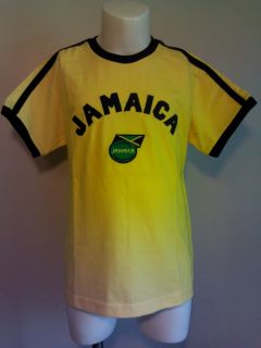 Jamaica Soccer Futbol Flag Kids T Shirt Jersey Yellow