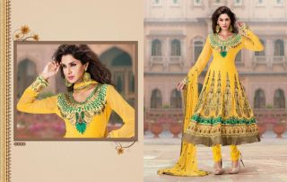 Indian Bollywood Ethnic Designer Yellow Anarkali with Full Length
