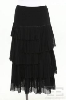 fuzzi black pleated mesh tiered skirt size medium