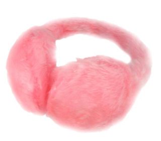 Fuzzy Pink Plush Adjustable Earmuffs Ear Muffs Faux Fur