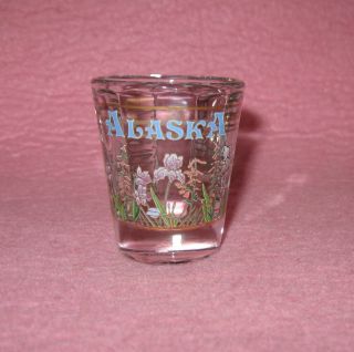  Shot Glass with Flowers Alaska Souvenir Shot Glass Jigger with Flowers