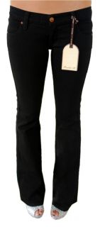 New Frankie B Womens Premium Low Rise Boot Cut Denim Jeans Black