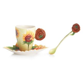 Franz Porcelain VAN GOGH SUNFLOWERS CUP/SAUCER & SPOON FZ02459 New In