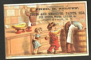 Trade Card Fred H Zeluff Drugs Medicines Paints Liquors Wines 222