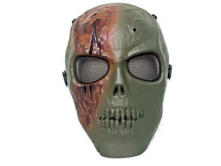 Airsoft Full Face Protection Death Skull Safety Mask OD