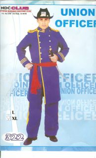 Civil War Union Officer Adult 1800s Costume Blue Mens Large XL Orig