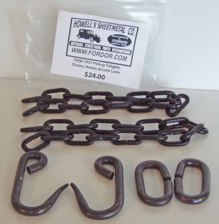  1930 1931 Model A Ford Pickup Truck Tailgate Chains, Hooks & Locks Bed