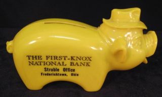 Vintage Plastic Pig Piggy Bank Hat Fredericktown Ohio