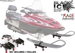  ICE 3 PC DELUXE SNOWMOBILE SHOP DOLLIES + CASTER DOLLY STRAPS SNO 1503